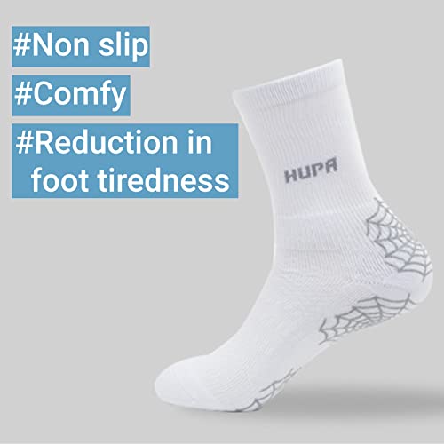 Hupa, [3 Pair] Inner And Outer Non Slip Cushion Socks, Spider Web Pattern, All Sports Socks (Large, White) #TOP1