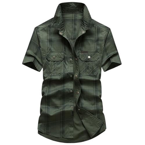 Chemise de travail à carreaux homme manches courtes coton