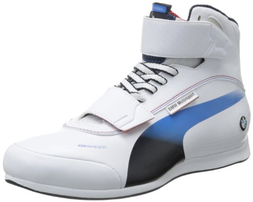 PUMA Men's Evospeed Mid BMW 1.2 NM Motorsport Shoe,White/BMW Team Blue/French Blue,11.5 M US