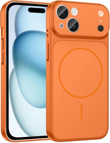 Image of for iPhone 13 |Convert to 17 pro /17 Pro Max Style Premium Back Glass Magsafe Wireless Charge Converter Cover Magnetic Case for iPhone 13 |Convert to 17 pro /17 Pro Max (Orange)