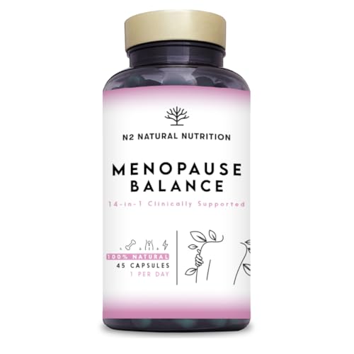 Menopause Supplements, 14-in-1 Formula with Clinical Support. 45 Capsules with Vitamin d3 k2, Omega 3, Biotin, Folic Acid. Estrogen and Hormone Balance for Women. N2 Natural Nutrition® Menopause Supplements, 14-in-1 Formula with Clinical Support. 45 Capsules with Vitamin d3 k2, Omega 3, Biotin, Folic Acid. Estrogen and Hormone Balance for Women. N2 Natural Nutrition®