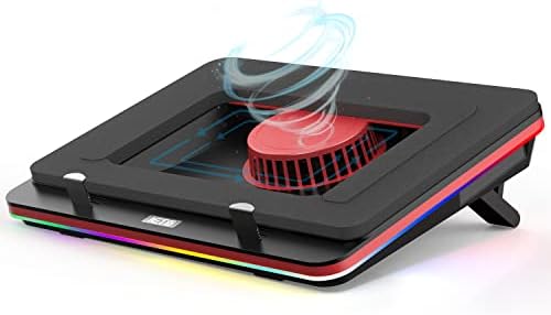 IETS GT500 Powerful Turbo-Fan (4600 RPM) RGB Laptop Cooling Pad with Infinitely Variable Speed,Seal Foam for Rapid Cooling Gaming Laptop,Dust Filter for Protect Laptop,13-17.3inch Laptop Cooler