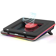 IETS GT500 قوية توربو مروحة 5000 RPM RGB الكمبيوتر المحمول وسادة التبريد مع سرعة متغيرة بلا حدود، رغوة الختم للتبريد السريع الألعاب الكمبيوتر المحمول، تصفية الغبار لحماية الكمبيوتر المحمول،13-17.3 بوصة مبرد الكمبيوتر المحمول