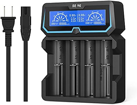 XTAR New X4 Universal 18650 21700 Battery Charger 2A Fast Charger for Rechargeable Li-ion/IMR/Ni-MH/Ni-Cd 18650 16340 20700 21700 26650 14500 AA AAA C Batteries with USB Output