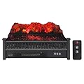 ROVSUN 23” Electric Fireplace Insert Log Set Heater w/Remote Control, Overheat Protection, Realistic Flame Effect Ember Bed, Adjustable Flame Brightness, CSA Certified, for Living Room Bedroom, 1400W