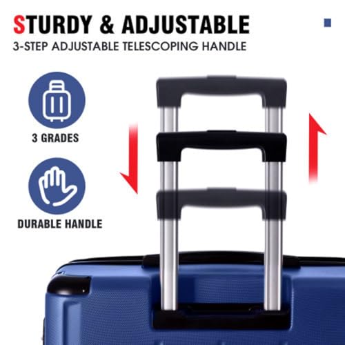 Luggage Set 2 Pieces, Carry-on Luggage, Hard Shell ABS, Lightweight Expandable (28 Inches Only) Dual Wheel Suitcase, Zipper Compartment, TSA Lock, Set of 2 (20/28), Blue2