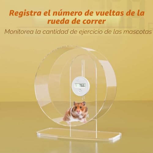 Podómetro para rueda de hámster acrílica y de madera contador de pasos 5