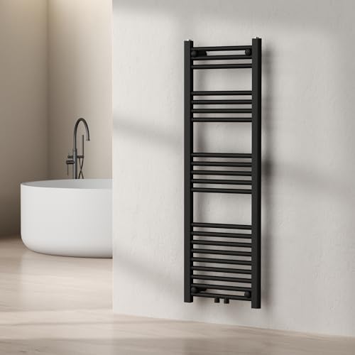 [neu.haus] Radiador Toallero Mural Potencia 425 W Secatoallas con 21 Tubos Calentador de Toallas Modo Agua Caliente para Espacios Reducidos Acero 120 x 40 cm - Negro