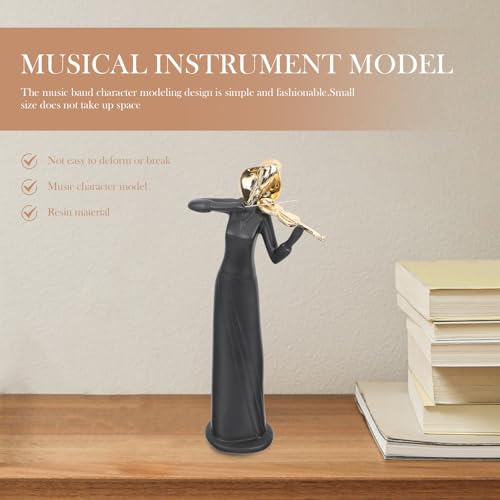 Cabilock 音楽キャラクターモデル 樹脂製 バイオリン楽器フィギュア模型 高耐久 安定設置 ホームデコレーション プレゼント用 [4]