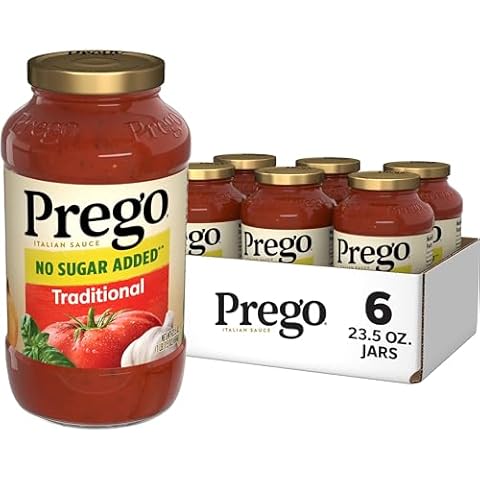 Prego Traditional No Sugar Added Pasta Sauce, 23.5 Oz Jar (Case of 6) Cover