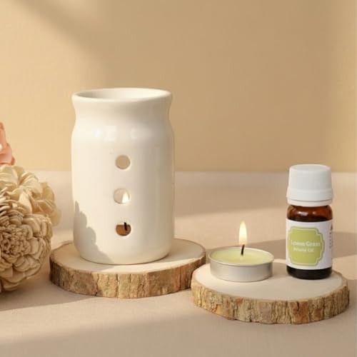 Half Engineer Gifts - HE Ceramic Oil Diffuser Set with Lemongrass Fragrance Oil and Tealight Candle | Relaxing Aromatherapy Kit for Home Décor, Meditation, Spa, Yoga, Stress Relief