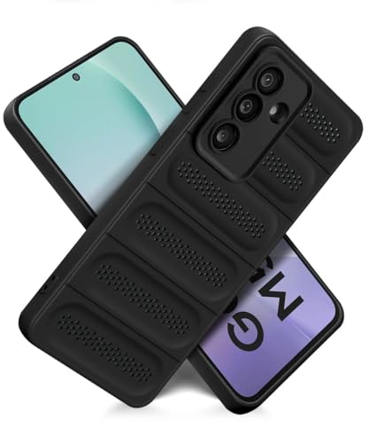 Image of WOW IMAGINE Ultimate Silicone Back Cover Case for Samsung Galaxy M56 5G | Galaxy F56 5G | Heat Dissipation Thin Soft TPU | 360 Camera Protection | Breathable Cooling Holes - Pitch Black