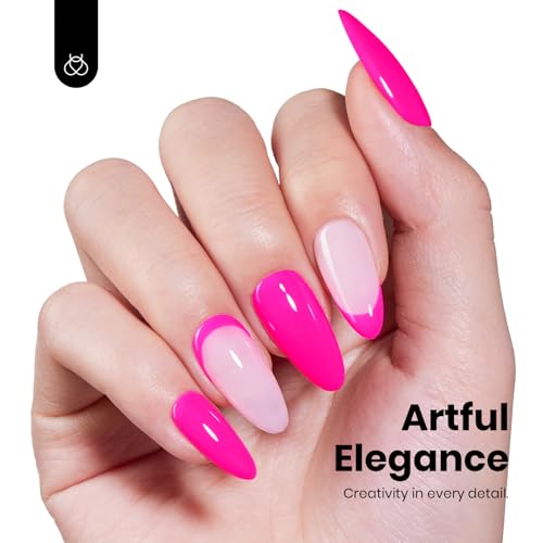 Image of Beetles Pink Gel Nail Polish - Neon Whispers Hot Pink Gel Polish HEMA-Free, 8ML /0.27Fl Oz Soak Off UV LED Lamp Nail Art, Long-Lasting Manicure Salon DIY Home