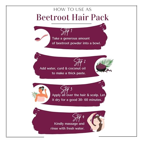 Image of 100% Pure & Natural Beetroot Powder for Face /Hair /Lips - Glowing Skin Facepack + Silky Hair - All Skin Types - (120 GM)