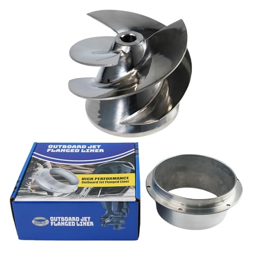VRIWOY Stainless Outboard Jet Impeller 6 1/8 Part No.1737 Polished with Flanged Liner Part No.#1521 for Mercury Yamaha Tohatsu Honda Johnson and Suzuki,Medium Series Jets Pump