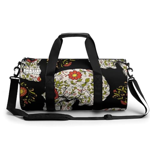 Sac week-end crâne floral : l'esprit d'aventure en duffel bag 45cm