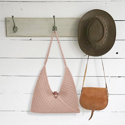 Image of ACRNIGHEET Crochet Beach Bag Kit for Beginners Khaki Tote Bag Knitting Kit with Yarn and Hook DIY Craft Kits Gift for Adults with Video Guide Tutorial