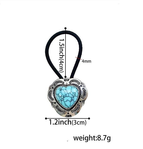 Concho Western Turquoise Squash Blossom Hairband and Tie Concho Metal Ponytail Holder Metal Hair Ties. (3 Pcs-Set) (typeD)2