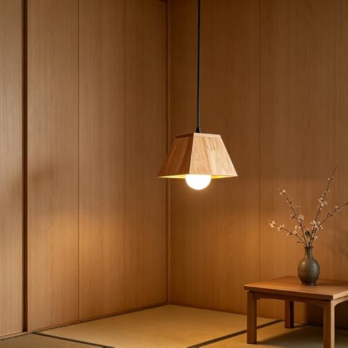 Lámpara colgante de madera japonesa moderna para cocina e isla 6