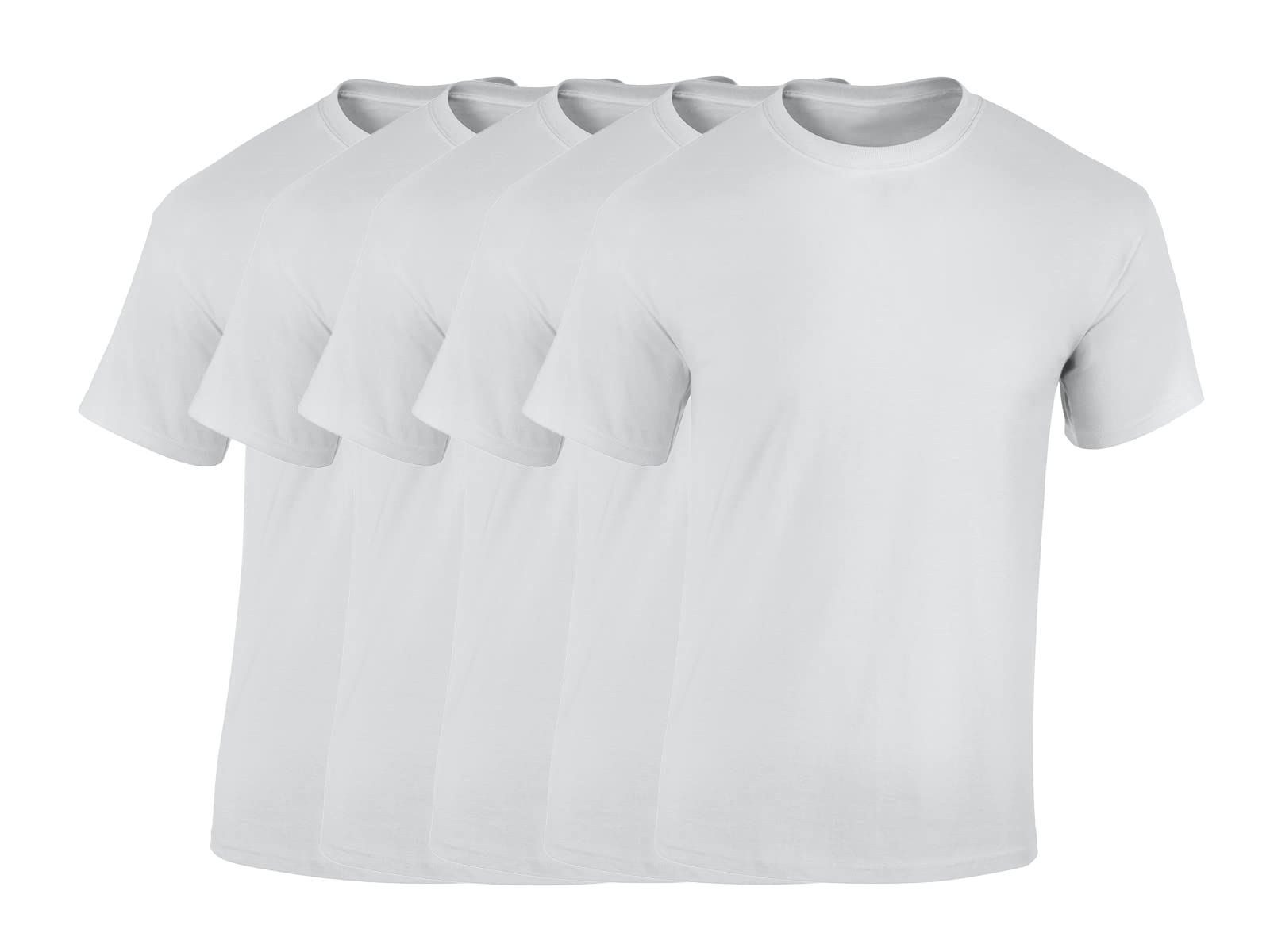 COOZO Mens Heavy Cotton Pack of 5 T-Shirts - White - M