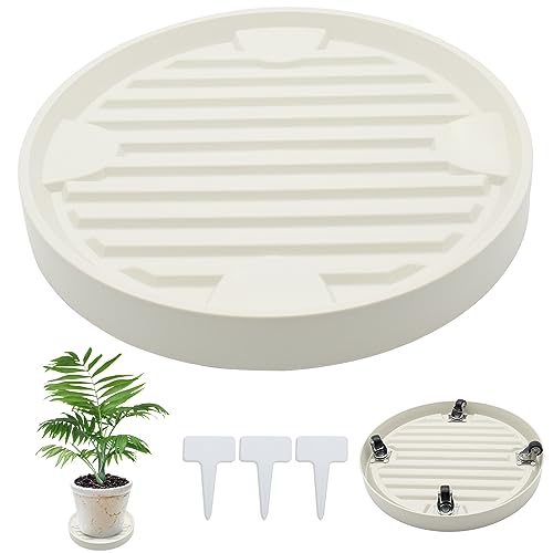 Rzmzby Rodillo De Plástico Para Plantas Rodillo Redondo Para Macetas Capacidad De Carga 75 Kg Con Ruedas Universales Para Interior Y Exterior Con 3 Etiquetas Para Plantas 30cm, Beige Rzmzby Rodillo De Plástico Para Plantas Rodillo Redondo Para Macetas Capacidad De Carga 75 Kg Con Ruedas Universales Para Interior Y Exterior Con 3 Etiquetas Para Plantas 30cm, Beige