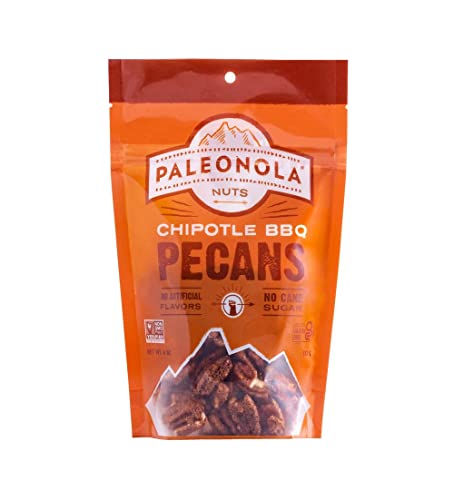 Paleonola Nuts – Chipotle Bbq Pecans – Non Gmo – No Artificial Flavors – No Cane Sugar – Grain Free – Peanut Free- Gluten Free - Low Carb Protein Snack -4 Pack #TOP9