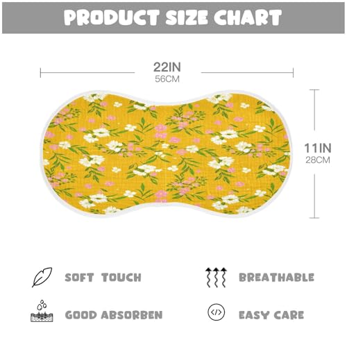 Kigai White Flowers Burp Cloths for Baby 4-Layer Cotton Muslin Burping Cloths 22x11 inch Super Soft & Absorbent Spit Up Burp Rags for Newborn Boys Girls 1 Pack2