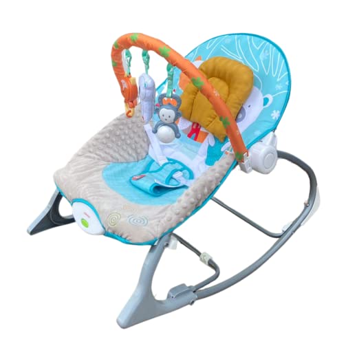 INFANTSO-Baby-Rocker-Portable-Including-Free-Mosquito-Net-U-Shape-Pillow-with-Calming-Vibrations-Musical-Toy-Blue
