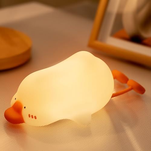 Image of WANIDEA Kids' Night Light, 7 Color RGB, 3 Dimming Levels, Rechargeable Silicone, Cute Duck Decoration Gift