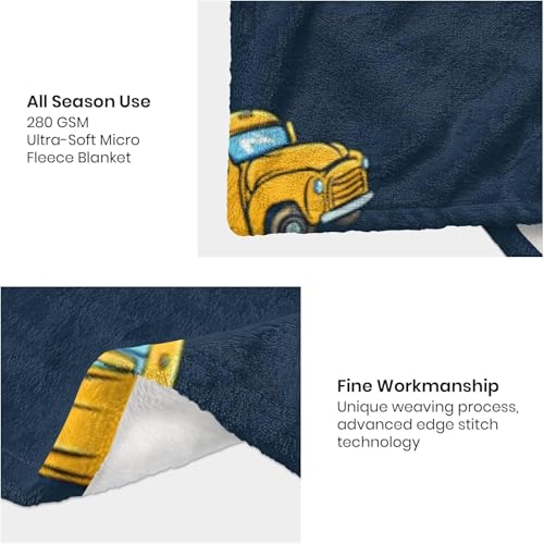 Image of School Bus Baby Blanket 30 inchx40 inch - Soft Flannel Fleece Throw for Crib & Stroller, Plush Nursery Blanket for Toddlers, Cozy Travel Blanket