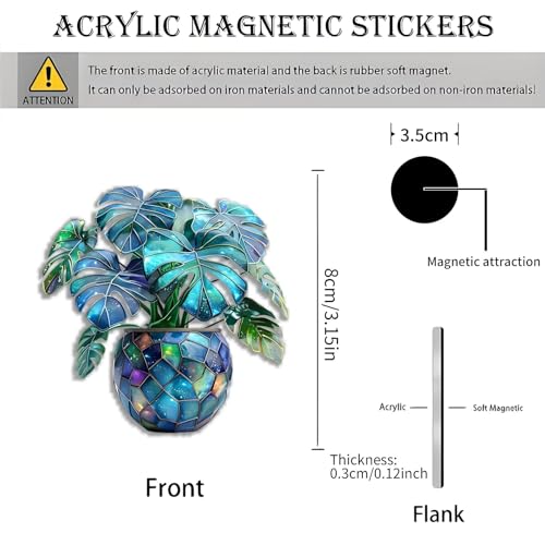 Imán de nevera acrílico forma planta monstera 3.15 pulg miniatura 3