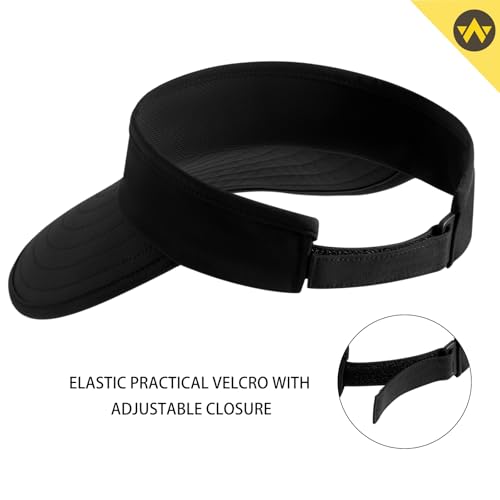 Image of WANDER Sun Visor Hats for Women Wide Brim UV Protection Adjustable Large Golf Beach Cap Packable Travel Sport Visor