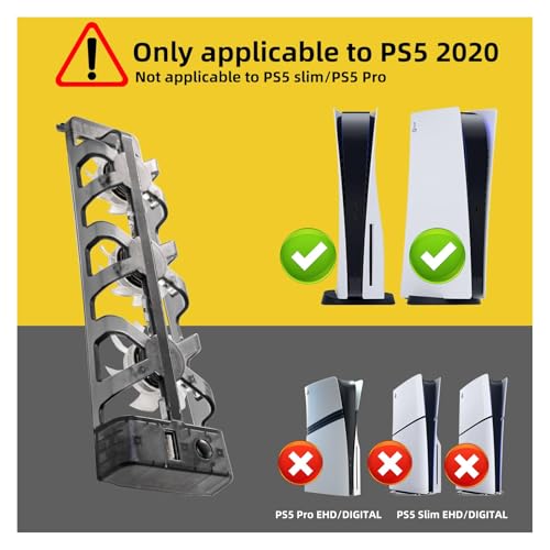 PS5 冷却ファン 静音設計 3基高速ファン搭載 PlayStation 5 ディスク版・デジタル版専用 USB電源式 LED付き クーラー【PS5 Slim/Pro非対応】