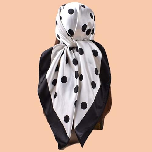 Polka Dot Print Head Scarf for Women Like Silk Satin Scarf for Hair Wrapping at Night Bandana Square Scarf 35 Inches2