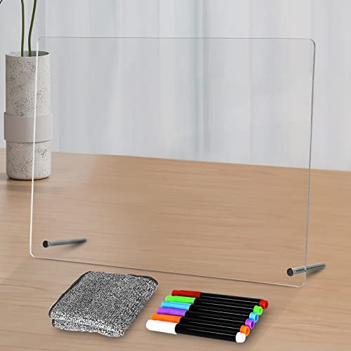 Acrylic Dry Erase Board to Do List Desktop Clear Memo Note Board 9x13 Tabletop Whiteboard with Stand for Office Home School Includes 6 Dry Erase Markers