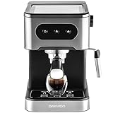 Daewoo 20bar Espresso Coffee Maker With Steam Wand, Barista Quality Coffee, For Ground Coffee