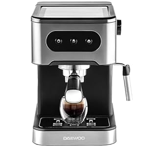 Daewoo 20bar Espresso Coffee Maker With Steam Wand, Barista Quality Coffee, For Ground Coffee
