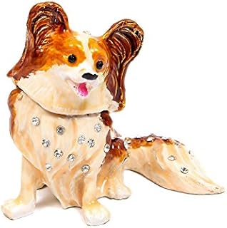QIFU Dog Series Hand Painted Hinged Jewelry Trinket Box Unique Gift Home Decor