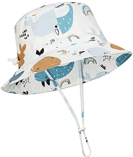 Sombrero de sol para bebé, sombreros de verano con protección solar para niños, sombreros de playa de ala ancha, sombrero de campamento para niños y niñas, Blanco, 6-12 Months
