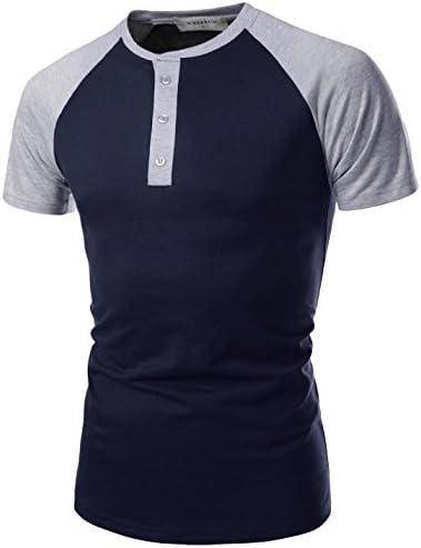 NEARKIN Unisex 3/4 Henley Neck Raglan Sleeve Slim Cut Tshirts