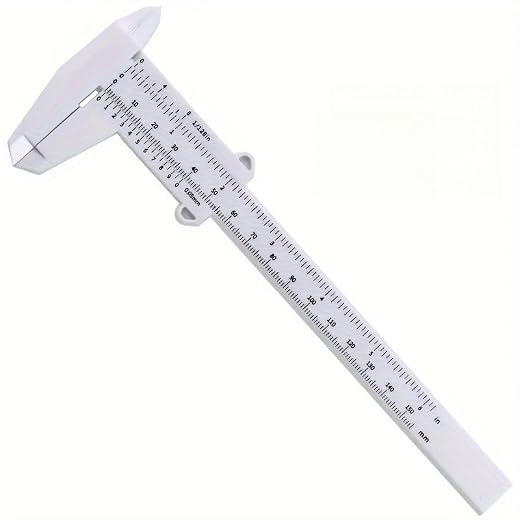 150mm Plastic Vernier Caliper - Dual Scale Metric/Inch Measuring Tool for DIY, Crafts & Jewelry Making, Multiple Colors Available (White)