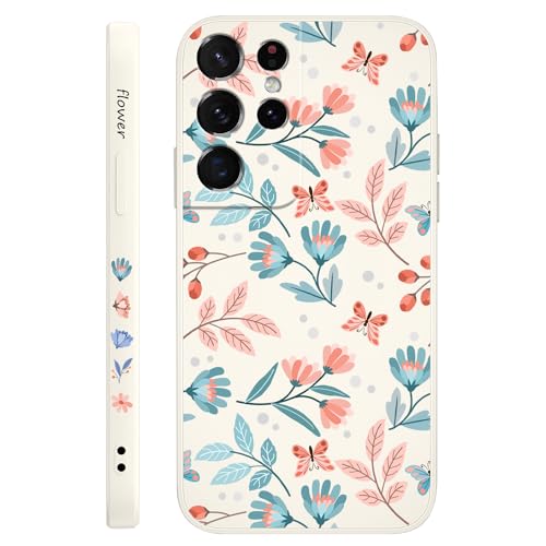 LEECG for Samsung Galaxy S21 Ultra Case, Creative Flower Pattern Design Slim Soft Silicone Protective for Galaxy S21 Ultra Phone Cover 6.8 inch, Leaf Rice White by LEECG - Image 8