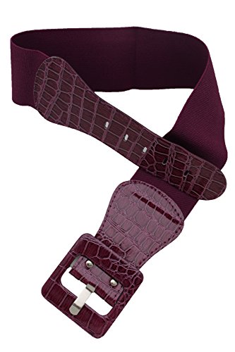 Women Fashion Stretch Wide Belt Waist Hip Square Buckle M L XL Dark Purple2