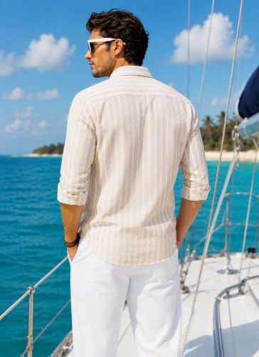 Image of Majestic Man Classic Slim Fit Vertical Striped Casual Cotton Shirt
