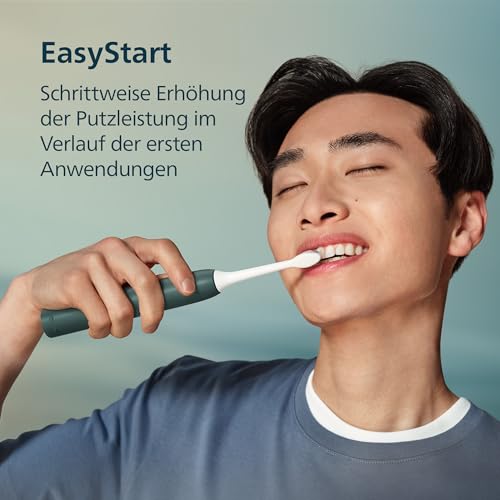 Philips Sonicare Series 4100 Elektrische Zahnbürste – Schallzahnbürste mit Drucksensor, 4 Putzeinstellungen, EasyStart, SmarTimer, 21 Tg. Laufzeit, Reiseetui, Dunkelgrün, HX4042/46, [Neu]