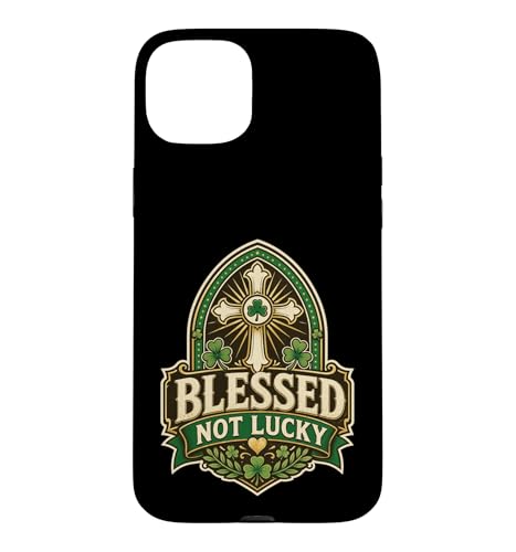 Blessed Not Lucky Faith Cross �V�������b�N �O���t�B�b�N �N���X�`���� �X�}�z�P�[�X iPhone 15 Plus �p