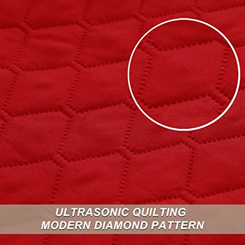 Exclusivo Mezcla Reversible California King Size Quilt Bedding Set with Pillow Shams, Lightweight Quilts Cal King Size, Soft Bedspreads Bed Coverlets for All Seasons - (Red, 112"x104")