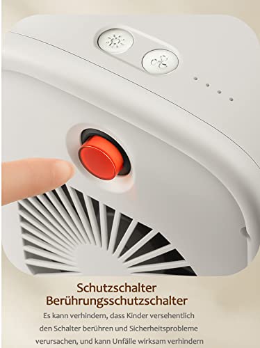 900W draagbare ventilatorkachel Energiebesparende ventilatorkachel Energiebesparend met 3 warmteniveaus Keramische elektrische verwarming met thermostaat Elektrische verwarming voor woonkamer, - Afbeelding 6