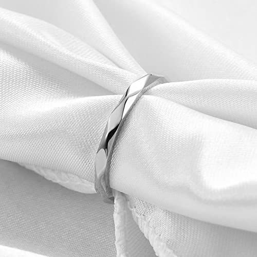 3Mm 6Mm 8Mm Black/White Ceramic Rings For Men Women Comfort Fit Engagement Wedding Promise Band Ring Size 4-12 (2Mm Faceted Silver, 5) #TOP4