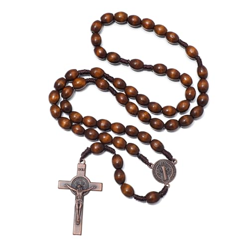 komi handmade wooden catholic rosaries rosary beads necklace from bethlehem wood christian prayer holy soil medal amp metal cross for catholic or christian gift